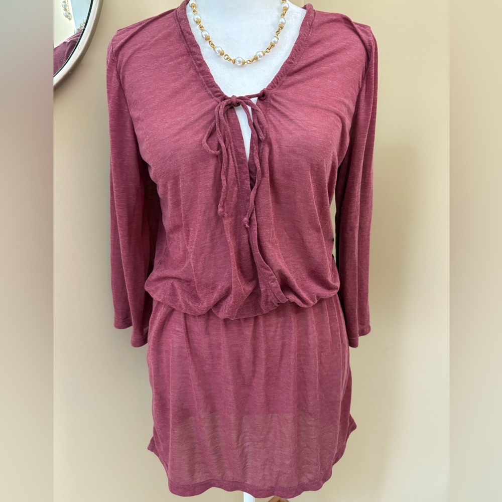 PrAna Mini Dress Beach Coverup Heather Burgundy Wine Maroon XS